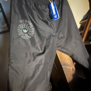 Adidas Black Oz World Pants with Green Logo (glows In dark)